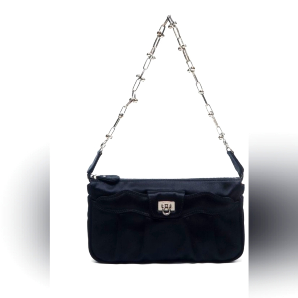 Ferragamo Women's 2000 Gancini Satin Shoulder Bag